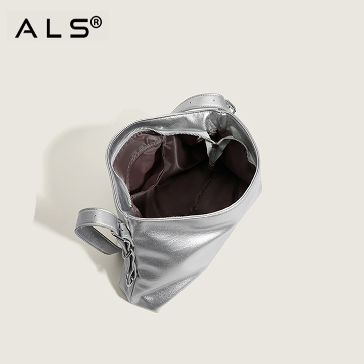 Metal Leather shoulder bag with chain small wallet