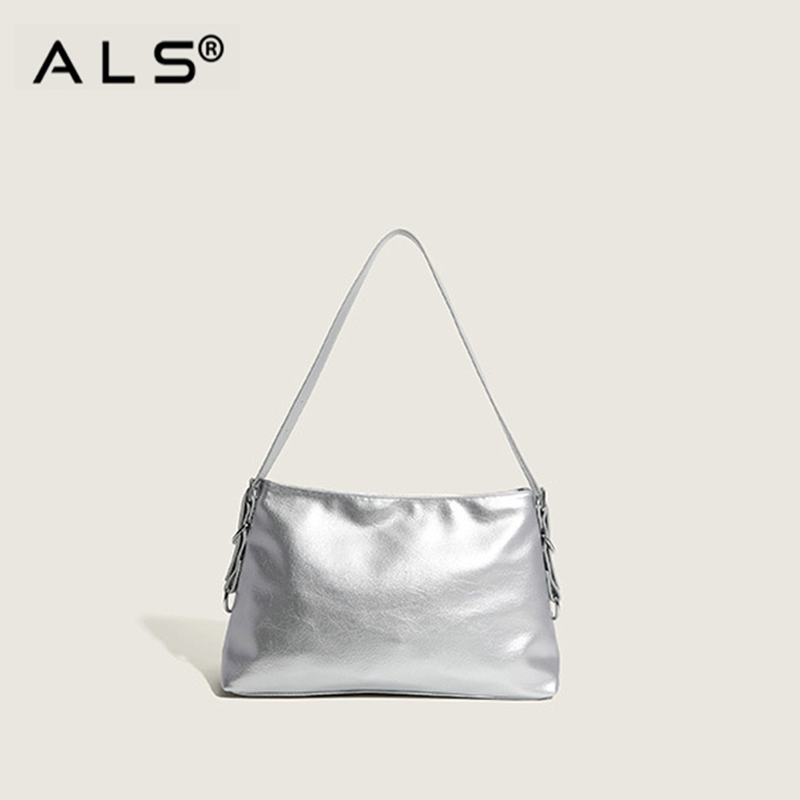 Metal Leather shoulder bag with chain small wallet