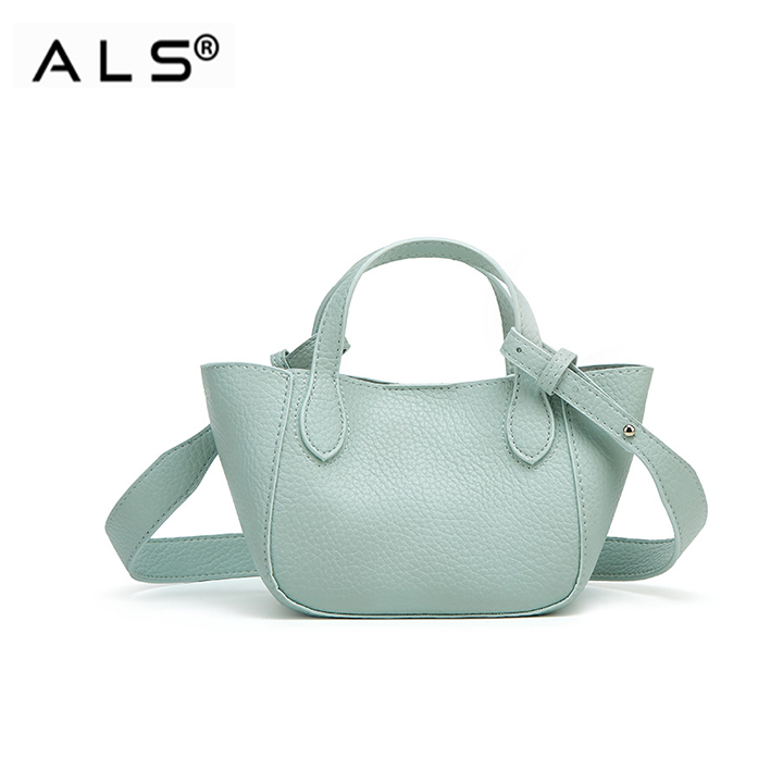 Litchi leather basket shaped shoulder bag