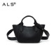 Litchi leather basket shaped shoulder bag