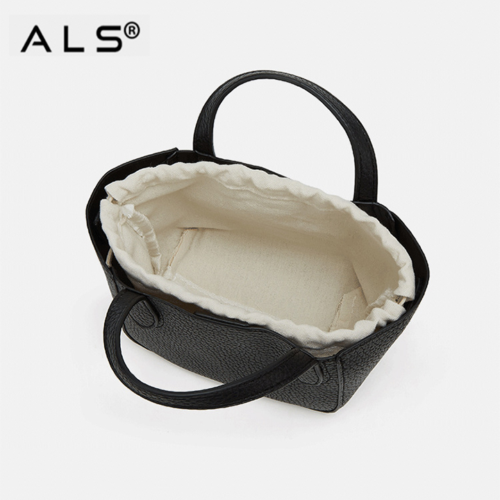 Litchi leather basket shaped shoulder bag