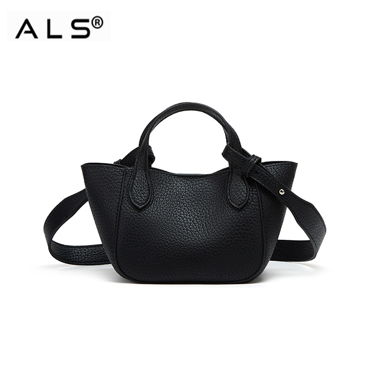 Litchi leather basket shaped shoulder bag Litchi leather basket shaped shoulder bag