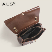 Stylish Brown Leather Shoulder Bag with Chain Strap