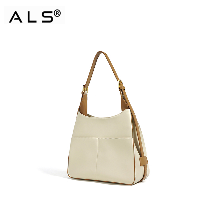 Elegante bolso hobo de piel beige