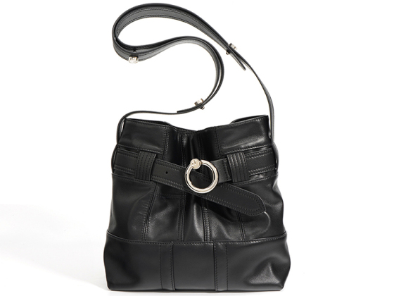 حقيبة دلو جلدية أنيقة مع حلقة - حزام تفصيلي