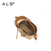 Stylish Leather Bucket Bag with Ring - Detail Belt
