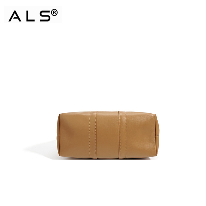 Stylish Leather Bucket Bag with Ring - Detail Belt