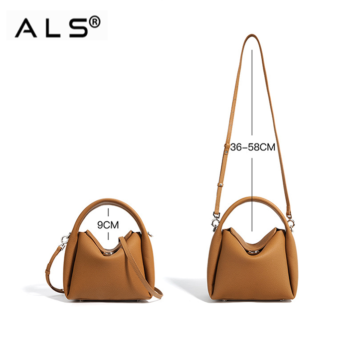 Bolso de mano de cuero con correa ajustable