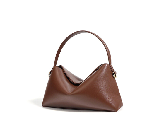 Stylish Brown Leather Handbag with Adjustable Strap