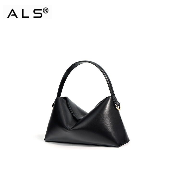 Elegante bolso de mano de piel marrón con correa ajustable