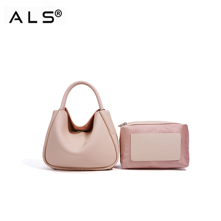 Bolso de mano de piel versátil con correa ajustable y bolsa interior desmontable