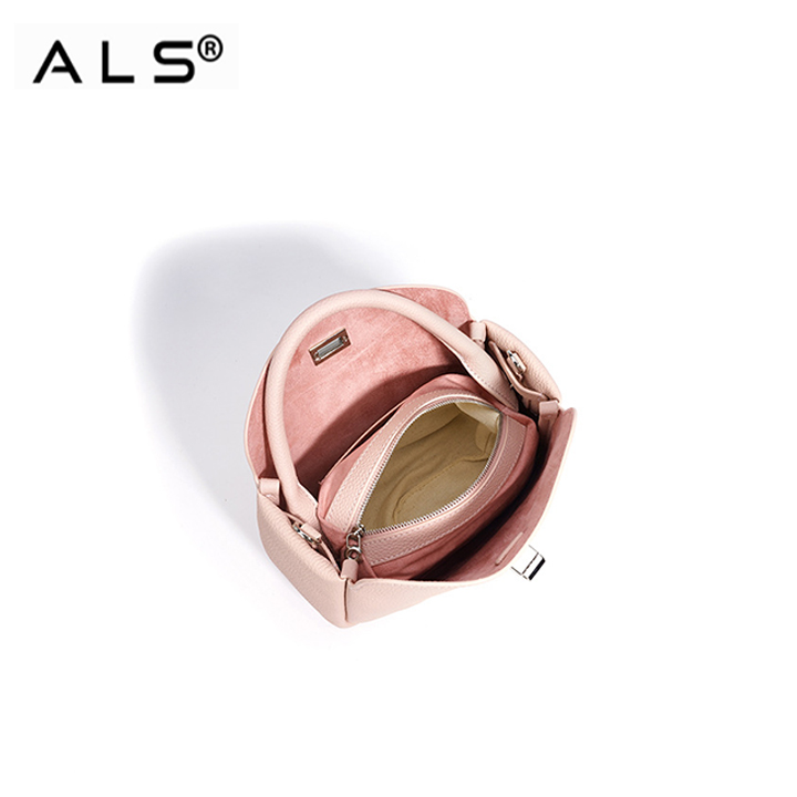 Bolso de mano de piel versátil con correa ajustable y bolsa interior desmontable