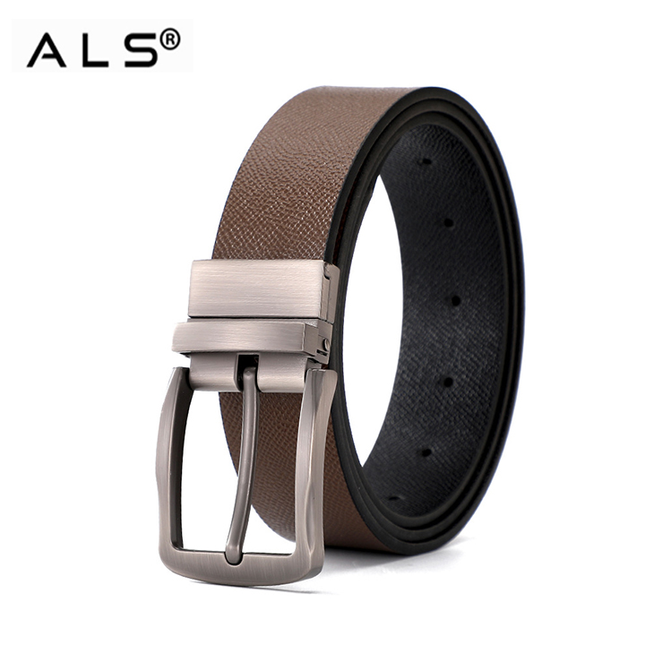 Cinturón de cuero reversible con hebilla de metal