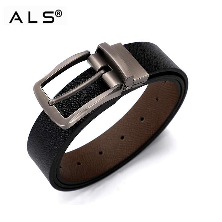 Cinturón de cuero reversible con hebilla de metal