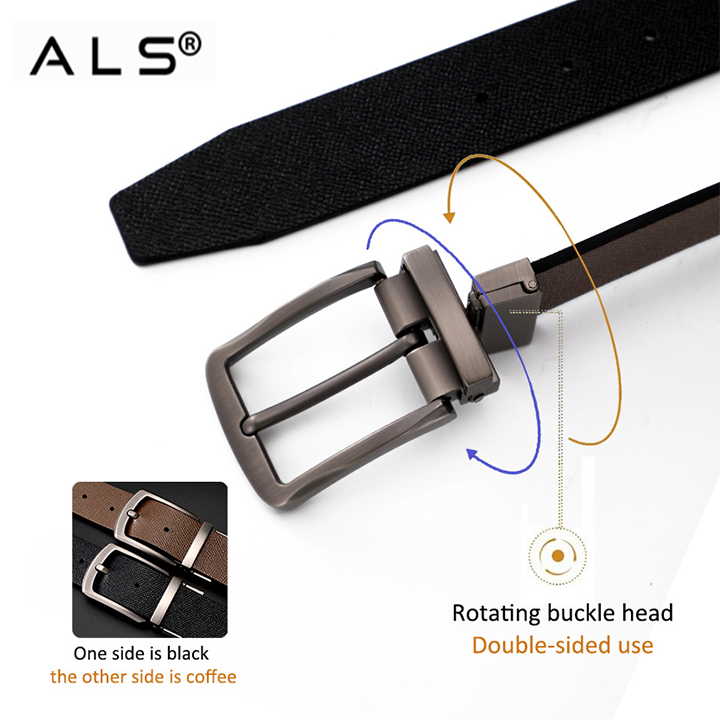 Cinturón de cuero reversible con hebilla de metal