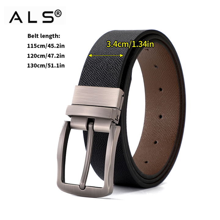 Cinturón de cuero reversible con hebilla de metal