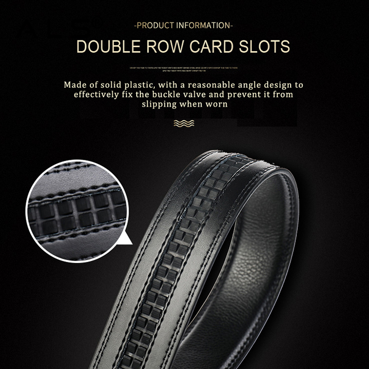 Black Leather Belt with Automatic Buckle