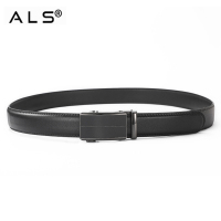 Black Leather Belt with Automatic Buckle