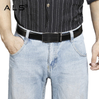 Black Leather Belt with Automatic Buckle