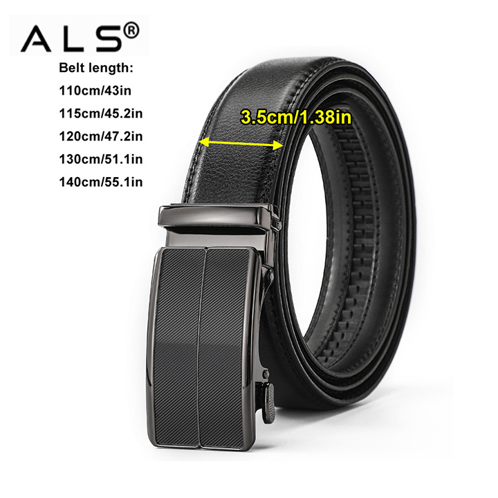Black Leather Belt with Automatic Buckle Black Leather Belt with Automatic Buckle