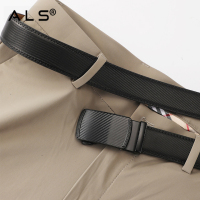 Stylish Carbon - Texture Leather Belt with Automatic Buckle