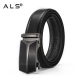 Cinturón elegante de cuero negro con hebilla automática contemporánea