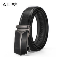 Sleek Black Leather Belt with Contemporary Automatic Buckle