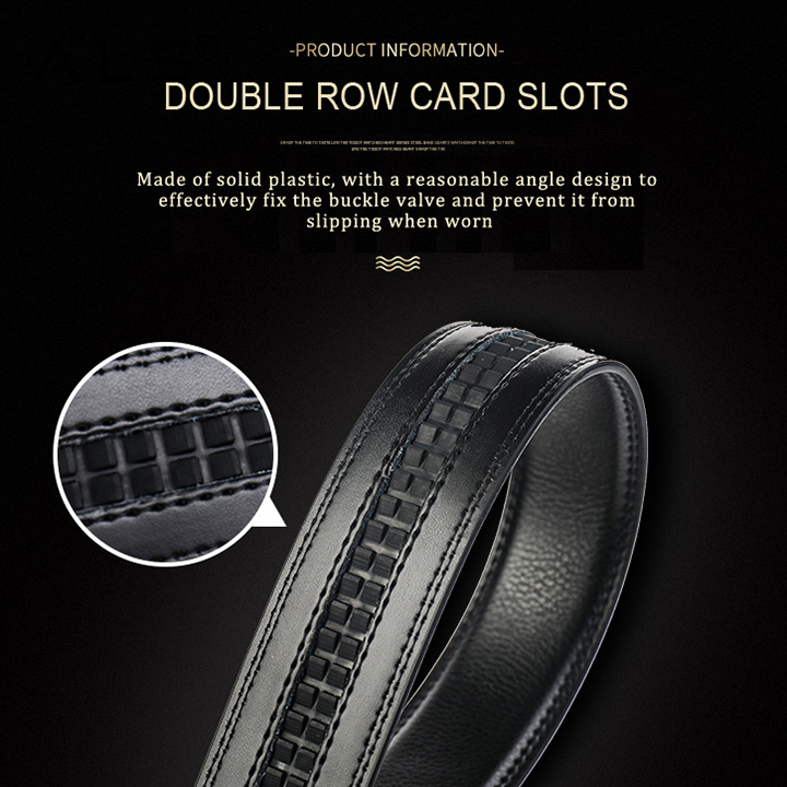 Sleek Black Leather Belt with Contemporary Automatic Buckle