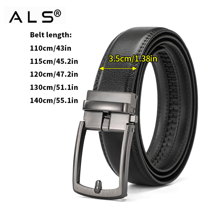 Cinturón clásico de cuero negro con hebilla de metal