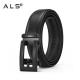 Elegante cintura in pelle nera con robusta fibbia in metallo