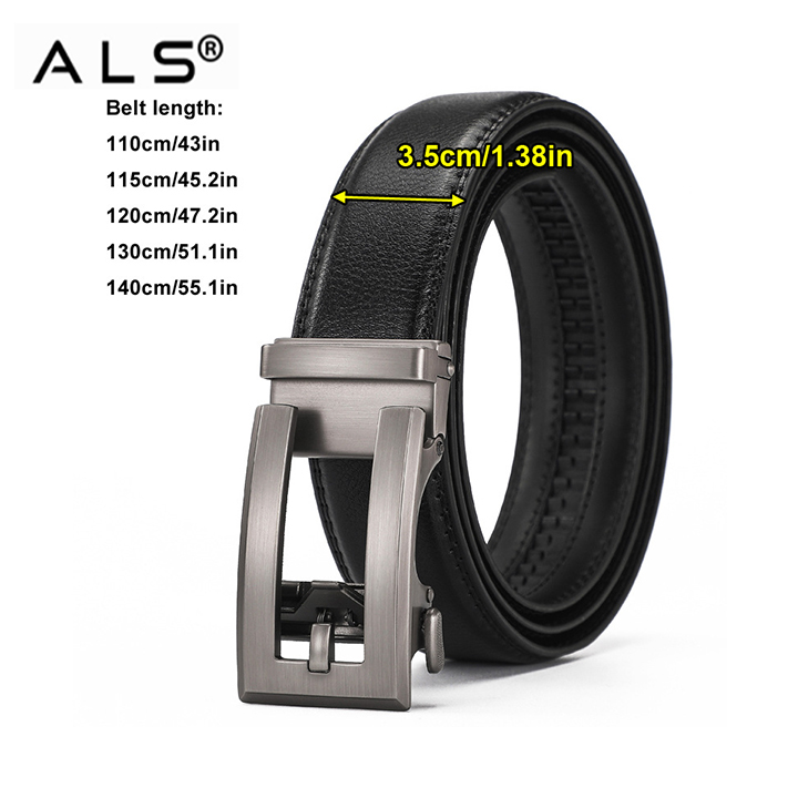 Cinturón elegante de cuero negro con hebilla metálica resistente