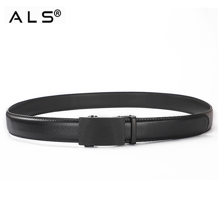 Cinturón elegante de cuero negro con hebilla automática
