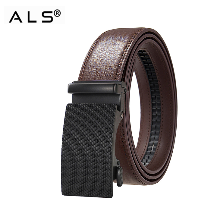 Cinturón elegante de cuero negro con hebilla automática