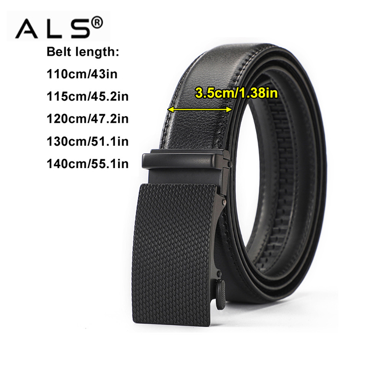 Sleek Black Leather Belt with Automatic Buckle Sleek Black Leather Belt with Automatic Buckle