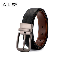 Dual - Color Reversible Leather Belt with Sophisticated Metal Buckle