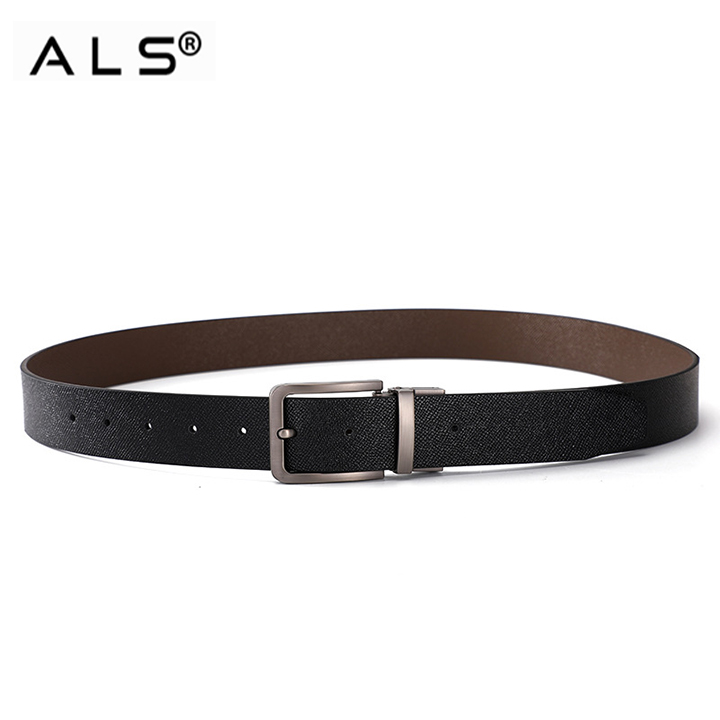 Reversible Leather Belt with Black Buckle