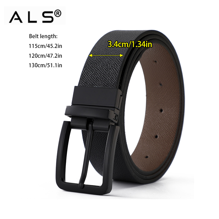 Reversible Leather Belt with Black Buckle