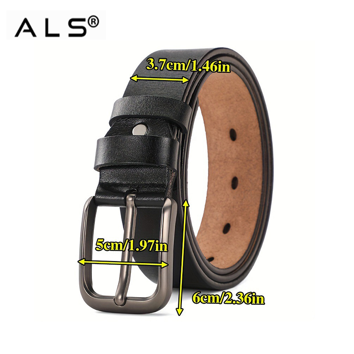 Timeless Black Leather Belt with Metal Buckle