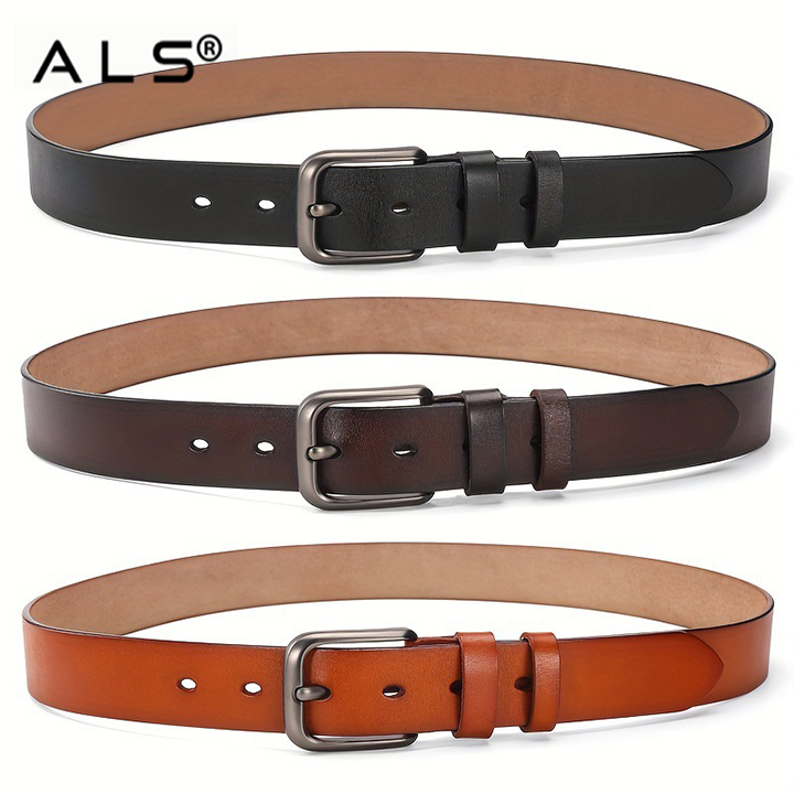 Timeless Black Leather Belt with Metal Buckle