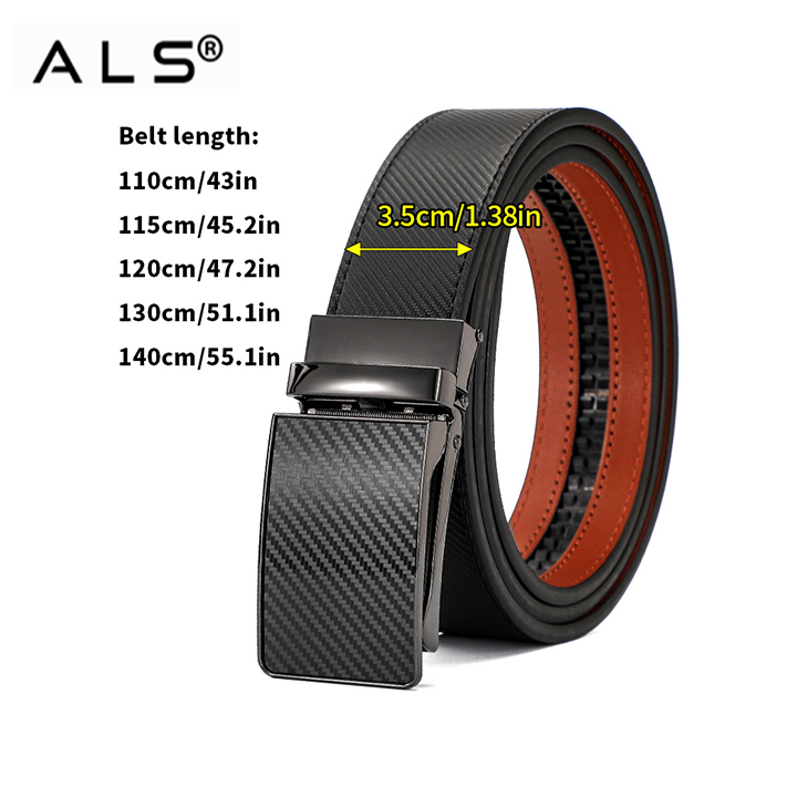 Chic Carbon - Inspired Leather Belt with Modern Automatic Buckle