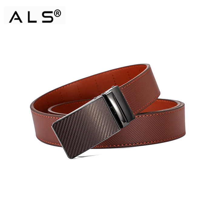 Chic Carbon - Inspired Leather Belt with Modern Automatic Buckle