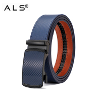 Multicolor Carbon - Texture Leather Belt with Automatic Buckle