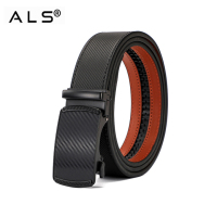 Multicolor Carbon - Texture Leather Belt with Automatic Buckle