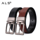 Dual - Tone Leather Belt with Metal Buckles
