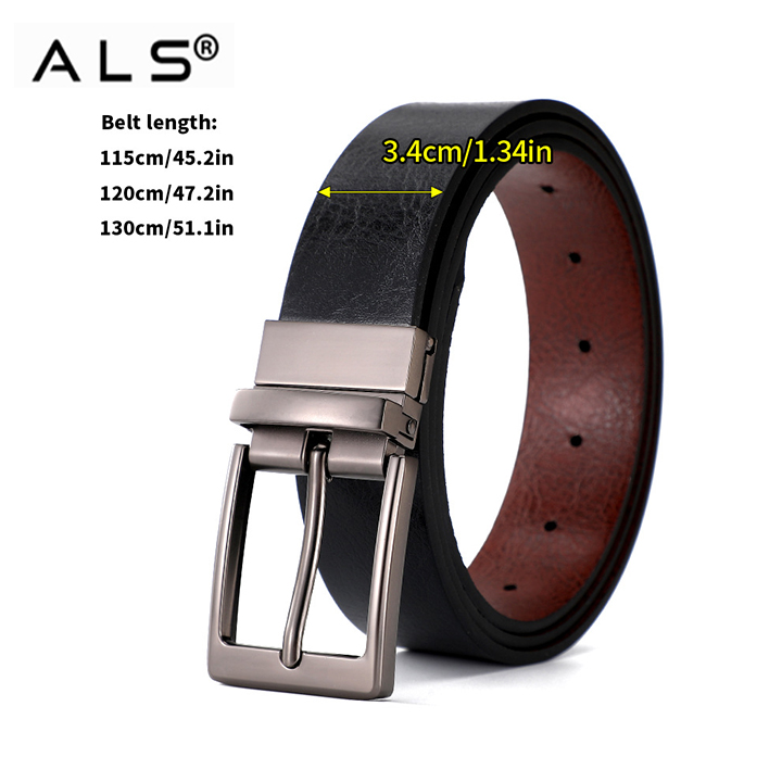 Cinturón de cuero de dos tonos con hebillas de metal