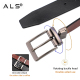 Dual - Tone Leather Belt with Metal Buckles