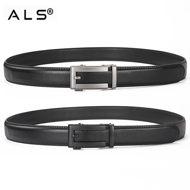 Premium Leather Belt with an Exquisite Metal Automatic Buckle