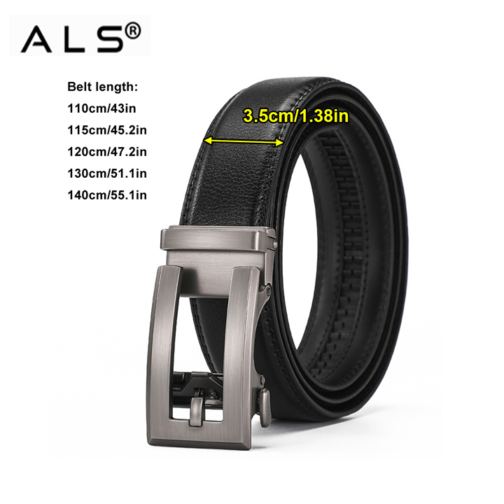 Premium Leather Belt with an Exquisite Metal Automatic Buckle