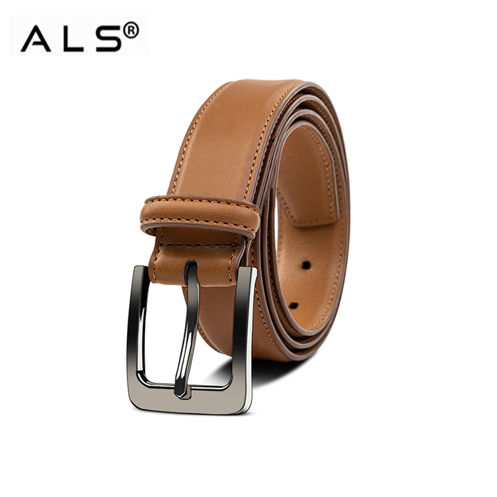 Cinturón sencillo de cuero color canela para uso diario