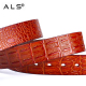 Trendy Black Crocodile - Texture Leather Belt for a Bold Look